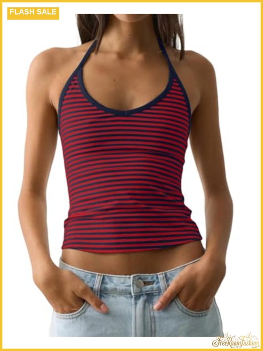 Y2K Halter Crop Top Open Back Tie Up Spaghetti Strap Cami Tank